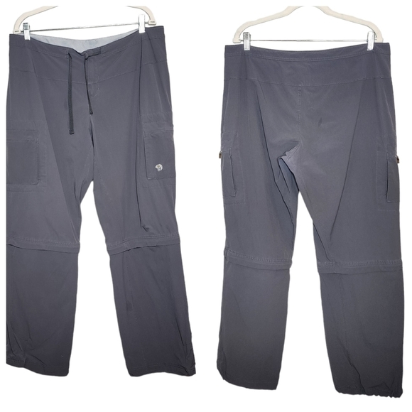 Mountain Hardwear Zip Off Pants Convertible Grey Hiking Pants Cinch Hem Size 14 - Picture 1 of 15